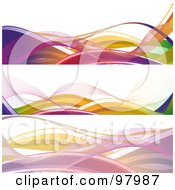 Poster, Art Print Of Digital Collage Of Three Colorful Neon Wave Website Header Designs Over White