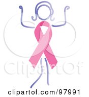 Poster, Art Print Of Strong Woman With A Breast Cancer Awareness Ribbon Body