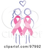 Royalty Free RF Clipart Illustration Of Two Breast Cancer Survivors With Awareness Ribbon Bodies by inkgraphics #COLLC97992-0143