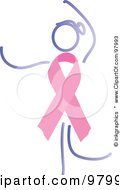 Poster, Art Print Of Dancing Woman With A Breast Cancer Awareness Ribbon Body