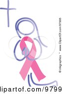 Poster, Art Print Of Praying Woman With A Breast Cancer Awareness Ribbon Body