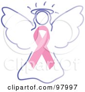 Royalty Free RF Clipart Illustration Of A Breast Cancer Awareness Ribbon Angel by inkgraphics #COLLC97997-0143