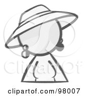 Sketched Design Mascot Woman Avatar In A Dress And Hat