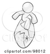 Royalty Free RF Clipart Illustration Of A Sketched Design Mascot Man Surfing On A Board