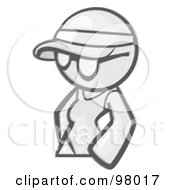 Sketched Design Mascot Woman Avatar Wearing A Visor And Shades