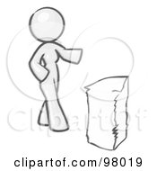 Royalty Free RF Clipart Illustration Of A Sketched Design Mascot Woman With A Stack Of Paperwork