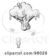 Royalty Free RF Clipart Illustration Of A Sketched Design Mascot Man Watching Others Fall From The Family Tree by Leo Blanchette