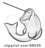 Royalty Free RF Clipart Illustration Of A Sketched Fish On A Line