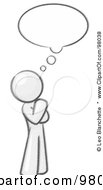Royalty Free RF Clipart Illustration Of A Sketched Design Mascot Man In Thought With A Bubble