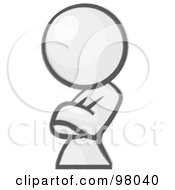 Royalty Free RF Clipart Illustration Of A Sketched Design Mascot Woman Avatar Leaning And Crossing Her Arms