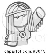 Sketched Design Mascot Woman Avatar Hippie Waving