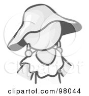 Poster, Art Print Of Sketched Design Mascot Woman Avatar In A Dress And Hat