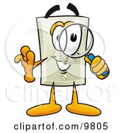Clipart Picture Of A Light Switch Mascot Cartoon Character Looking Through A Magnifying Glass
