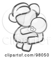 Poster, Art Print Of Sketched Design Mascot Woman Avatar Mother Holding Her Baby