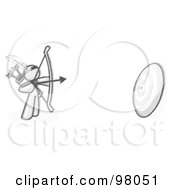 Poster, Art Print Of Sketched Design Mascot Man Aiming An Arrow And Bow At A Target During Archery Practice