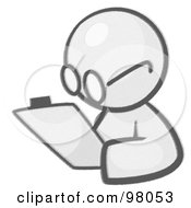 Poster, Art Print Of Sketched Design Mascot Avatar Writing Notes On A Clipboard