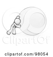 Royalty Free RF Clipart Illustration Of A Sketched Design Mascot Businessman Pushing A Giant Ball