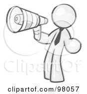 Sketched Design Mascot Man Announcing With A Megaphone