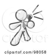 Royalty Free RF Clipart Illustration Of A Sketched Design Mascot Comedian Or Vocalist Wearing A Tie Standing On Stage And Holding A Microphone While Singing Karaoke Or Telling Jokes