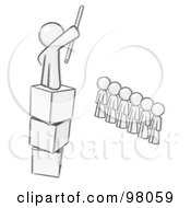 Royalty Free RF Clipart Illustration Of A Sketched Design Mascot Ruling Over Others by Leo Blanchette