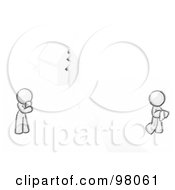 Royalty Free RF Clipart Illustration Of A Sketched Design Mascot Man And Woman With A House Divided