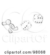 Poster, Art Print Of Sketched Design Mascot Man Running From Dice