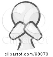 Royalty Free RF Clipart Illustration Of A Sketched Design Mascot Woman Avatar Covering Her Mouth And Acting Surprised