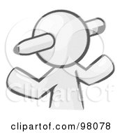 Royalty Free RF Clipart Illustration Of A Sketched Design Mascot Avatar Writer With A Pencil Through His Head by Leo Blanchette
