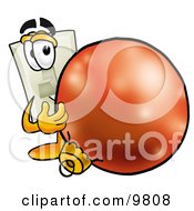 Clipart Picture Of A Light Switch Mascot Cartoon Character Standing With A Christmas Bauble by Mascot Junction