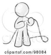 Poster, Art Print Of Sketched Design Mascot Man Tying Loose Ends Of Cables