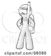 Royalty Free RF Clipart Illustration Of A Sketched Design Mascot In Scuba Gear by Leo Blanchette