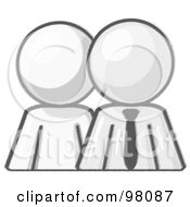 Royalty Free RF Clipart Illustration Of A Sketched Design Mascot Person Standing Beside A Businessman