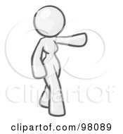 Royalty Free RF Clipart Illustration Of A Sketched Design Mascot Woman Presenting by Leo Blanchette