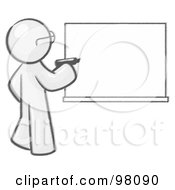 Sketched Design Mascot Man Writing On A White Board