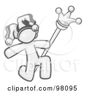 Royalty Free RF Clipart Illustration Of A Sketched Design Mascot Court Jester Kneeling by Leo Blanchette