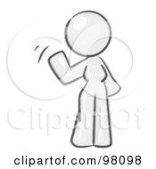 Royalty Free RF Clipart Illustration Of A Sketched Design Mascot Woman Waving