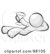 Royalty Free RF Clipart Illustration Of A Sketched Design Mascot Man Kicking Back And Relaxing With A Martini Beverage