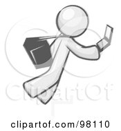Poster, Art Print Of Sketched Design Mascot Man Tripping On Steps While Texting On A Cell Phone