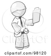 Poster, Art Print Of Sketched Design Mascot Man Construction Site Supervisor Holding A Clipboard