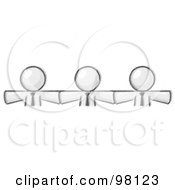 Royalty Free RF Clipart Illustration Of Sketched Design Mascot Businessmen Wearing Ties Standing Arm To Arm Symbolizing Team Work Support Interlinking Interventions Etc