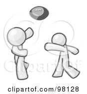 Royalty Free RF Clip Art Illustration Of A Sketched Design Mascot Men Characters Playing Football Together by Leo Blanchette