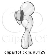 Royalty Free RF Clipart Illustration Of A Sketched Design Mascot Man Character Tourist Or Photographer Taking Pictures With A Camera