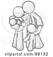 Royalty Free RF Clipart Illustration Of A Sketched Design Mascot Family Man A Father And Husband Hugging His Wife And Two Children