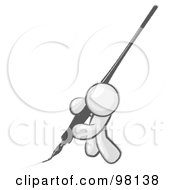 Poster, Art Print Of Sketched Design Mascot Man Drawing A Line With A Large Black Calligraphy Ink Pen