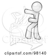 Royalty Free RF Clipart Illustration Of A Sketched Design Mascot Man Exercising On An Elliptical Trainer by Leo Blanchette