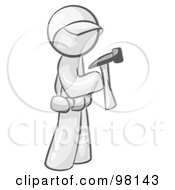 Royalty Free RF Clipart Illustration Of A Sketched Design Mascot Man Contractor Hammering