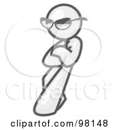 Royalty Free RF Clipart Illustration Of A Sketched Design Mascot Man Leaning And Wearing Dark Shades by Leo Blanchette