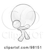 Royalty Free RF Clipart Illustration Of A Sketched Design Mascot Man Carrying The Planet Earth On His Shoulders