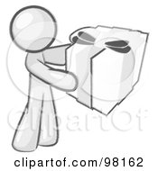 Royalty Free RF Clipart Illustration Of A Sketched Design Mascot Holding A Christmas Birthday Valentines Day Or Anniversary Gift