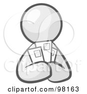 Royalty Free RF Clipart Illustration Of A Sketched Design Mascot Man Holding Three Coupons Or Envelopes